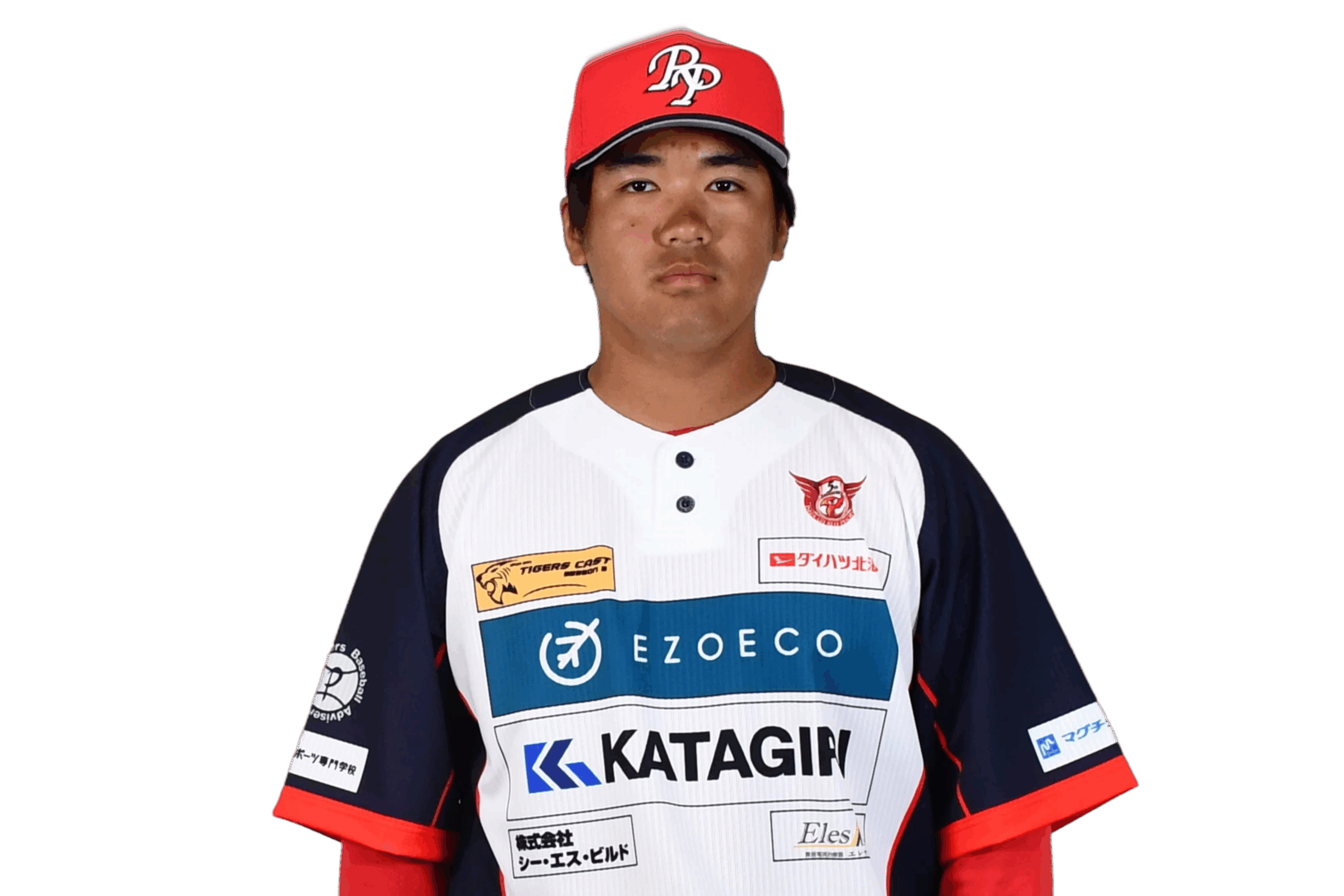 背番号25の須﨑　亮選手がユニフォーム姿で正面を向いている